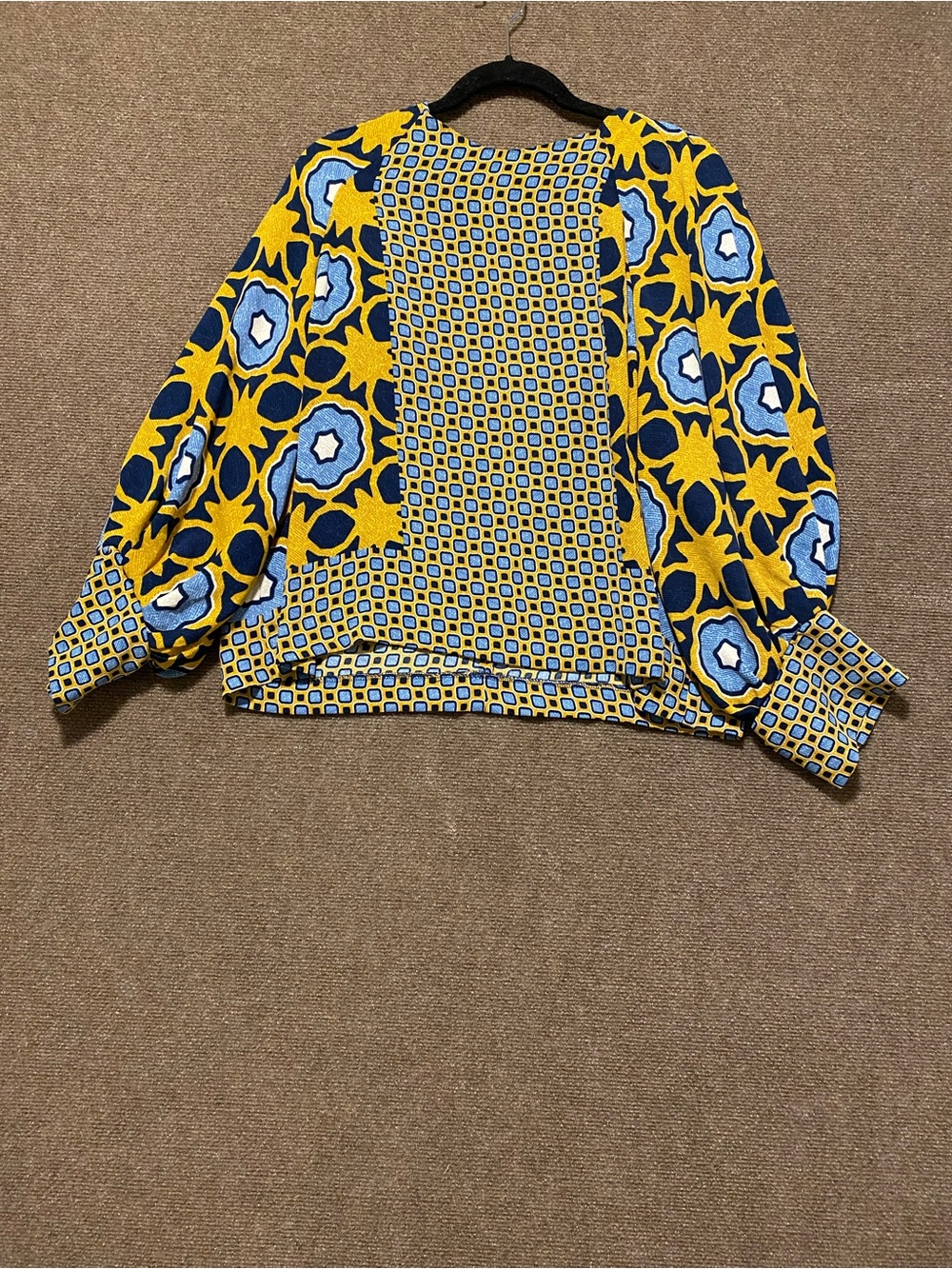 Chico's Mixed Print Geometric Floral Balloon Sleeve Blouse 3XL 16